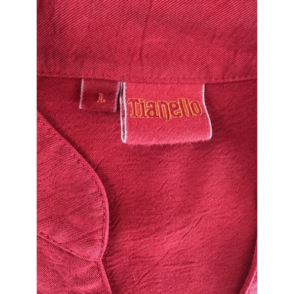 Vintage Tianello Red Tencel Rayon Hand-Painted Embroidered Button Front Blouse L - Picture 4 of 5